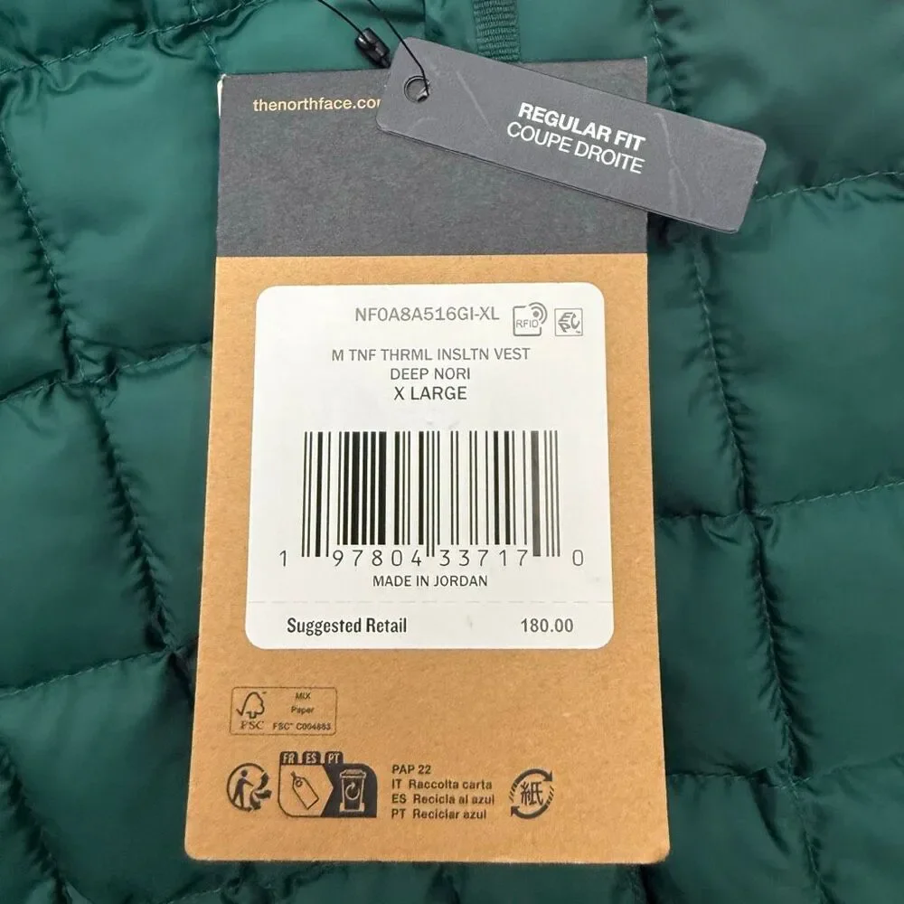 The North Face Men’s Thermal Insulation Vest in Deep Nori/Siren Green Puffer US